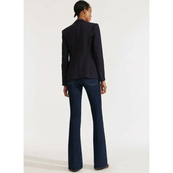 NWT Veronica Beard 0 Core Schoolboy $645 Scuba Blazer Dickey Jacket Fitted Black - Picture 4 of 16